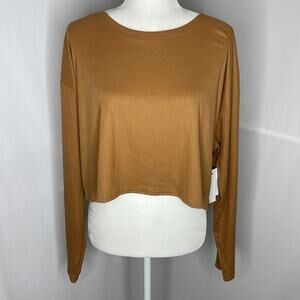 NWT abound mustard brown ribbed crop top size XL